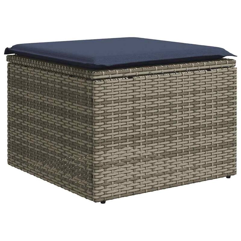 vidaXL 10 Piece Patio Sofa Set with Cushions Grey Poly Rattan (US only) - 113.8x33.5x91.8
