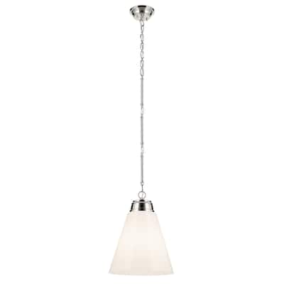 Kichler Lighting Marsailli 19.75" 1-Light Large Pendant with Opal Glass in Brushed Nickel - 15.75