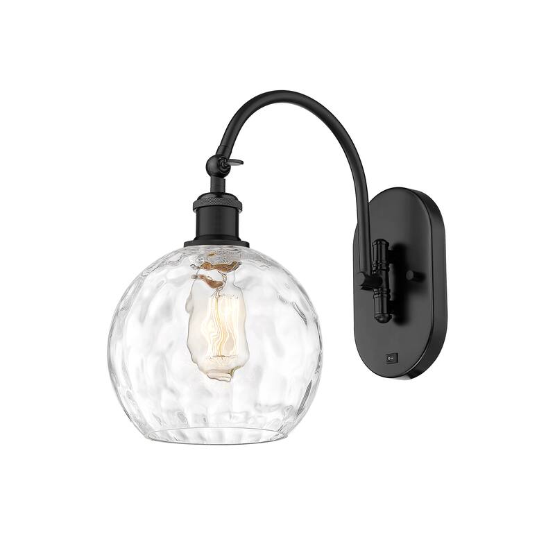Innovations Lighting Ballston Athens Water Glass 8" - 1 Light 8" Sconce - Arm Swivels Side To Side - Clear Water Glass/Matte Black