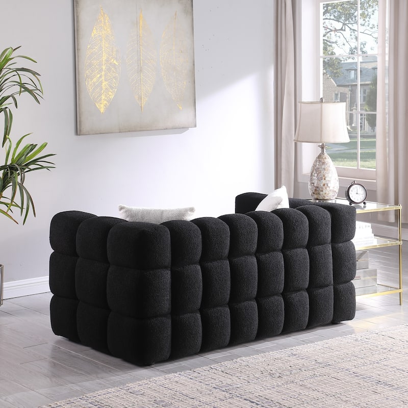 Wayna Modern Square Sofa, Sherpa Thick Cushion Double Sofa