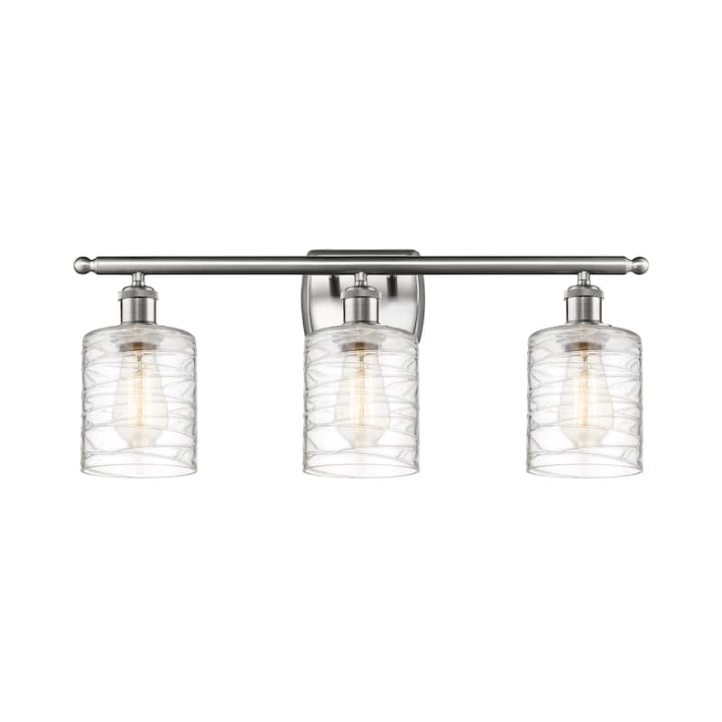 Innovations Lighting 516-3W-10-26 Cobbleskill Vanity Cobbleskill 3 - Brushed Satin Nickel / Deco Swirl