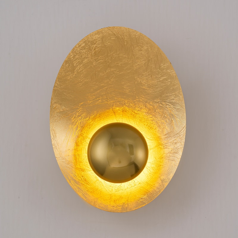 Gold Iron LED Wall Sconce with Interior Gold Leaf Finish Dimmable