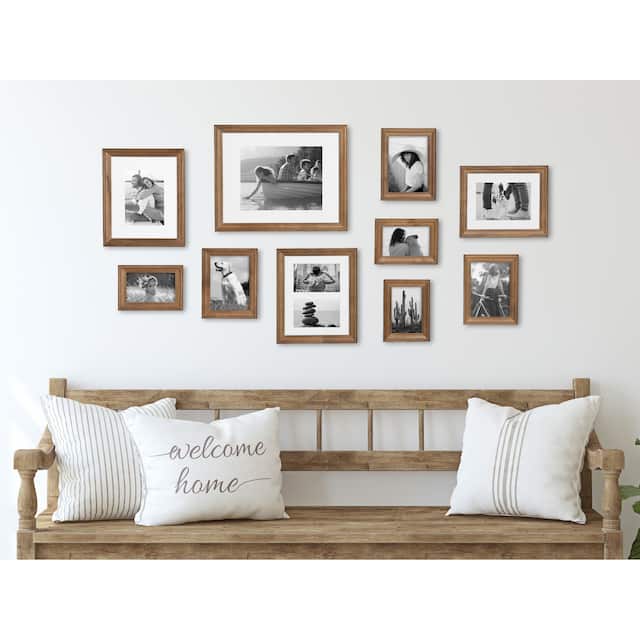 Kate and Laurel Bordeaux 10-piece Wood Gallery Wall Picture Frame Set - Natural