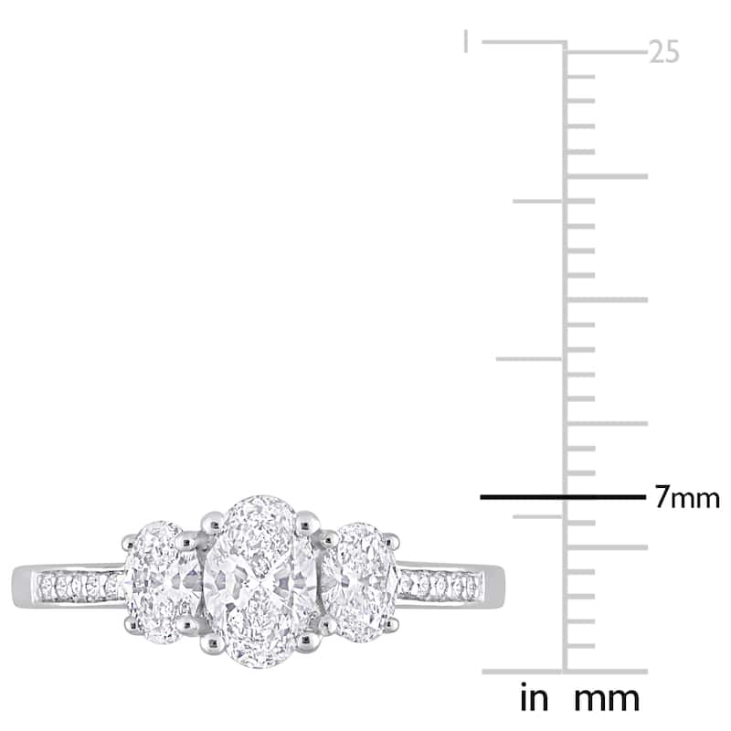 Miadora White Platinum Oval Round or Emerald Diamonds 3-Stone Engagement Ring 1ct TDW