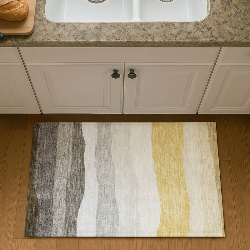 Premium Washable Super Soft Ombre Stripe Mayfield Rug - Pewter - 1'8" x 2'6"