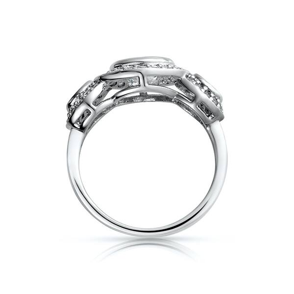 Art Deco 925 Sterling Silver a Cz Halo Circlet Engagement Ring Overstock
