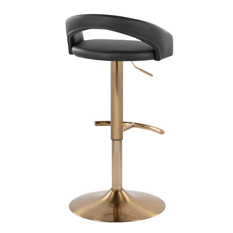 Grotto Upholstered Adjustable Barstool with Gold Metal - Set Of 3