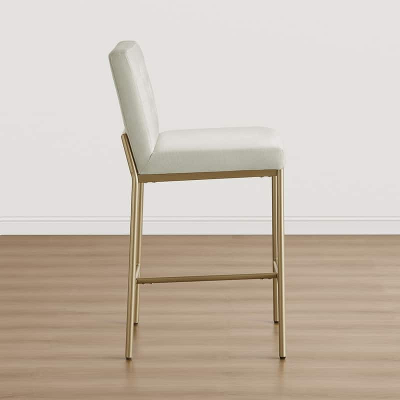 Spruce & Spring Velvet Tufted Counter Bar Stool with Metal Frame