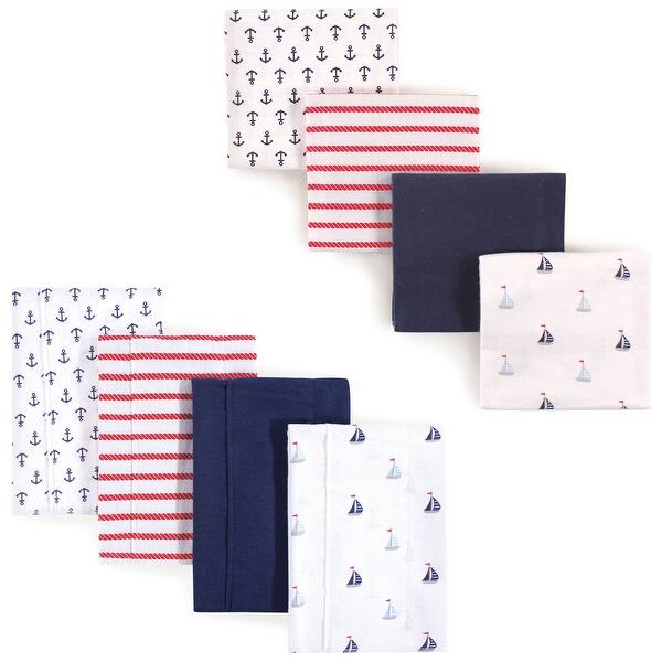 slide 1 of 1, Luvable Friends Infant Boy Cotton Flannel Burp Cloths and Receiving Blankets, 8-Piece, Sailboat, One Size - Sailboat - One Size One Size - Sailboat