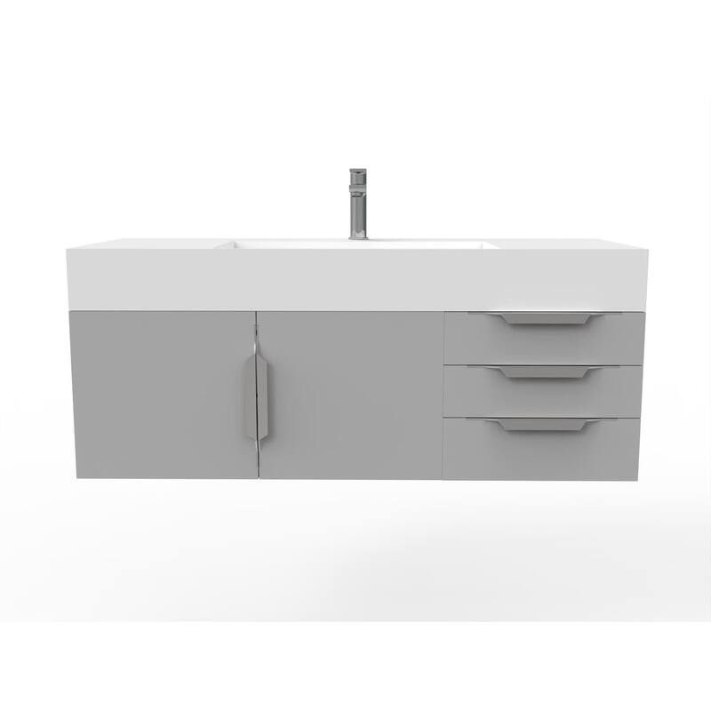 Amazon 48" Wall Mounted Bathroom Vanity Set with White Solid Surface Top