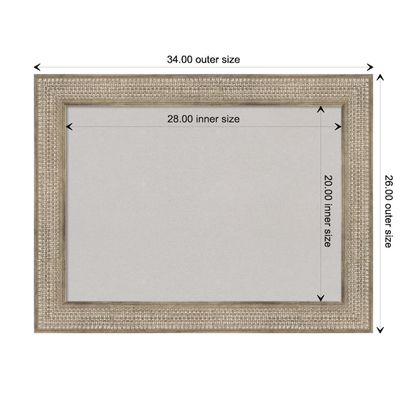 Trellis Silver Wood Framed Grey Corkboard Bulletin Board - Board Size 28x20