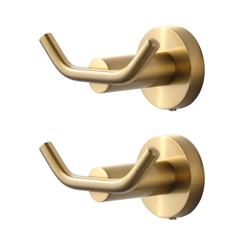 WOWOW Knob-Hook Double Robe/Towel Hook 2-Pieces - Brushed gold