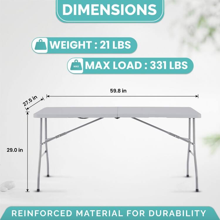 Folding Table Foldable Table Portable Collapsible Table Multipurpose Rectangular Resin Fold Up Table for Outdoor Camping