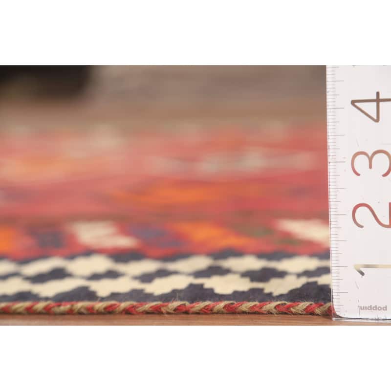 Kilim Qashqai Persian Vintage Rug Flatweave Orange Wool Carpet - 5'4" x 7'11"