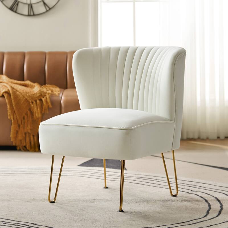 Barto Modern Velvet Tufted Side Chair with Golden Legs by HULALA HOME