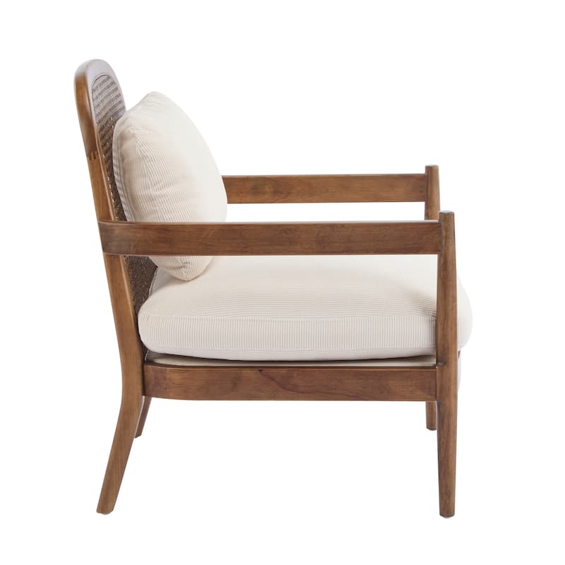 [Set of 2] 26.6" Mid-Century Modern Accent Chair with Light Brown Finish Solid Wood Frame and Rattan Backrest