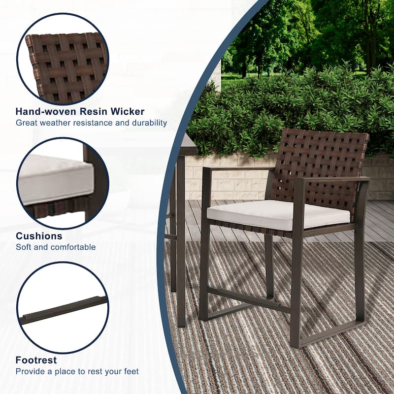 3 Piece Outdoor Bar Stools Bistro Set