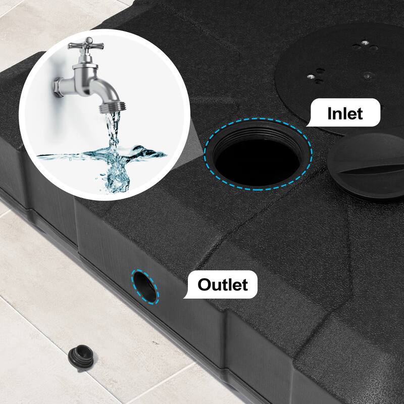 Heavy Duty Fillable Patio Umbrella Base Stand with Wheels and Drag Rod - 33.46 in L * 33.46 in W * 7.6 in H