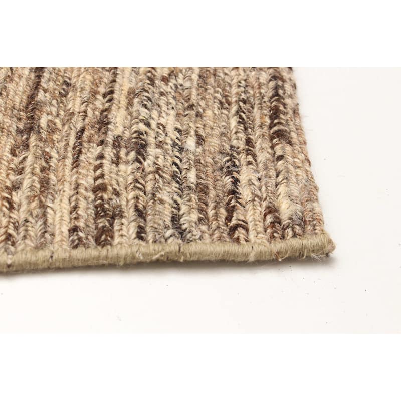 ECARPETGALLERY Flat-Weave Natural Light Khaki Wool Tapestry Kilim - 3'2 x 11'3