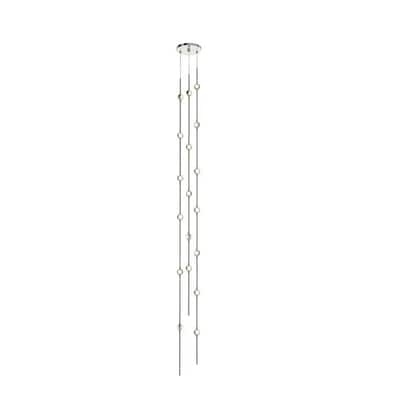 Constellation Andromeda Tall 6" Round LED Pendant - Satin Nickel - Clear Faceted Acrylic Lens - 2700K