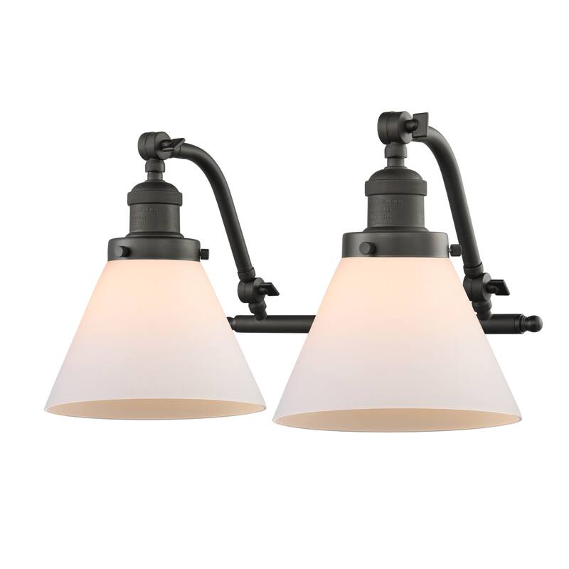 Innovations Lighting Large Cone 2 Light 18" Wide Bathroom Vanity Light - Oiled Rubbed Bronze / Matte White Cased