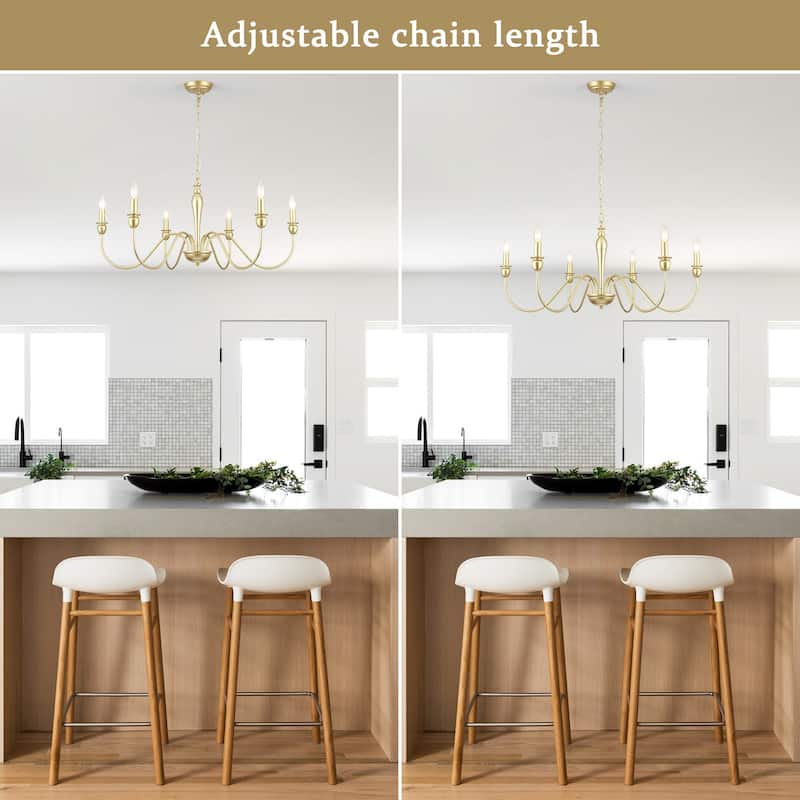 6-Light W36.2" x H74.8" Dimmable Chandelier Light for Kitchen Island Bedroom