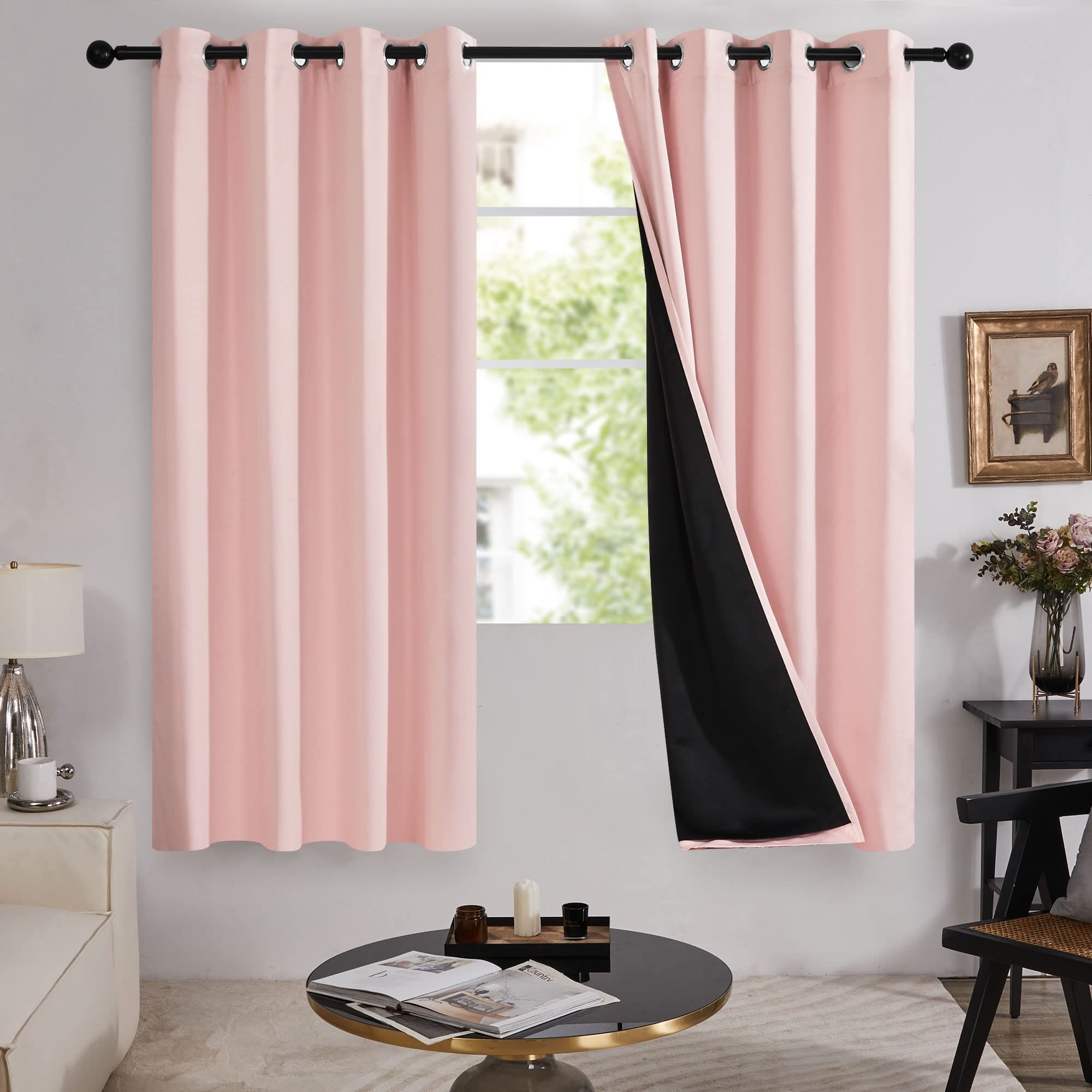100% Blackout with Liner Grommet Curtain 4 Panels