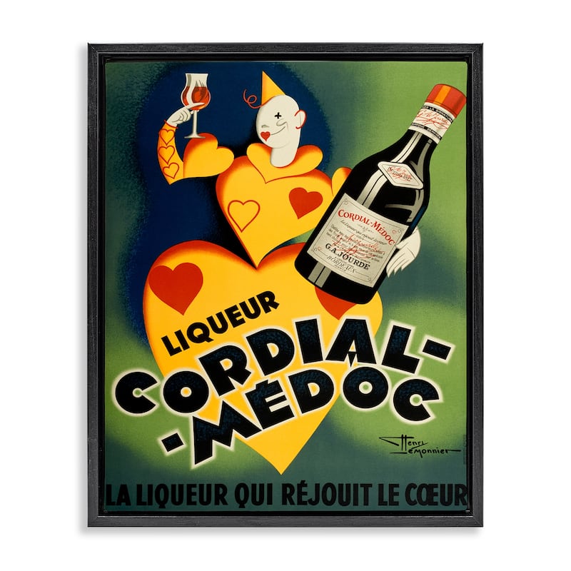 Stupell Retro Vintage Wine Advertisement Framed Floater Canvas Wall Art Design By Marcus Jules - 17 x 21 - Black