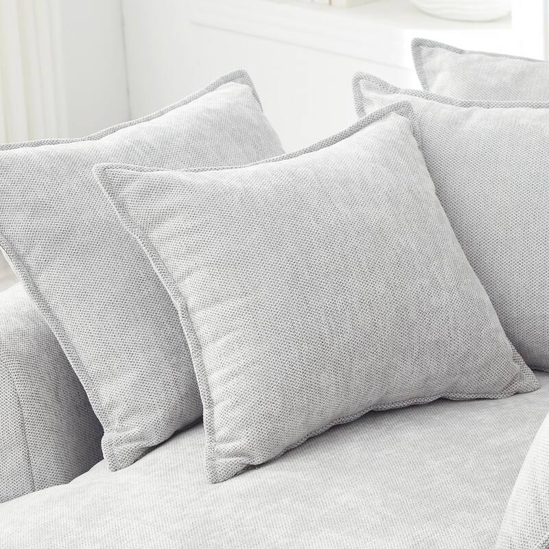 Oversized Round Accent Chair Lounge Chaise, Chenille Upholstered Boneless Sofa Bed, Deep Seat Sleeper Couch Reading Armchair