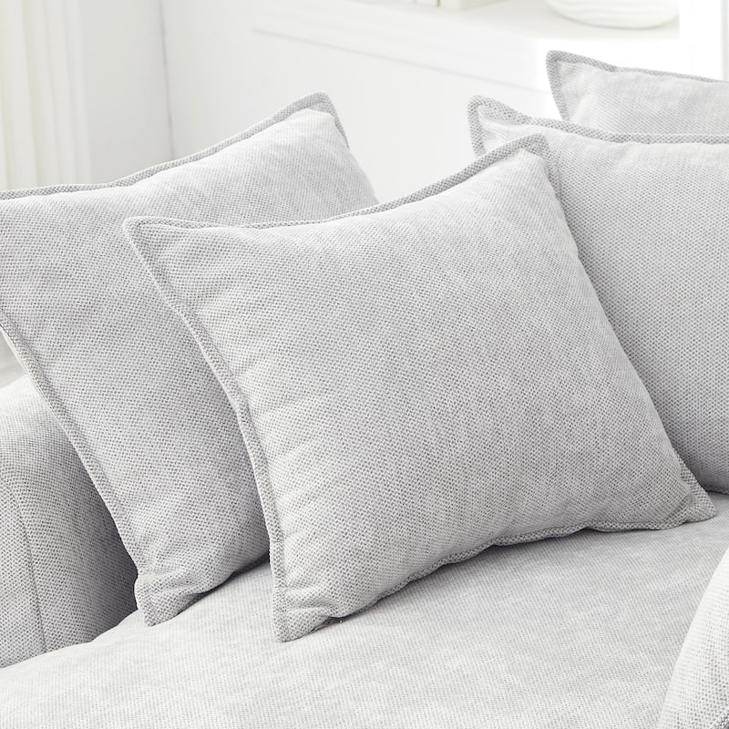 Roomfitters Oversized Round Chaise Sofa 59.8" Upholstered Loveseat with 8 Pillows, Accent Chair for Living Room