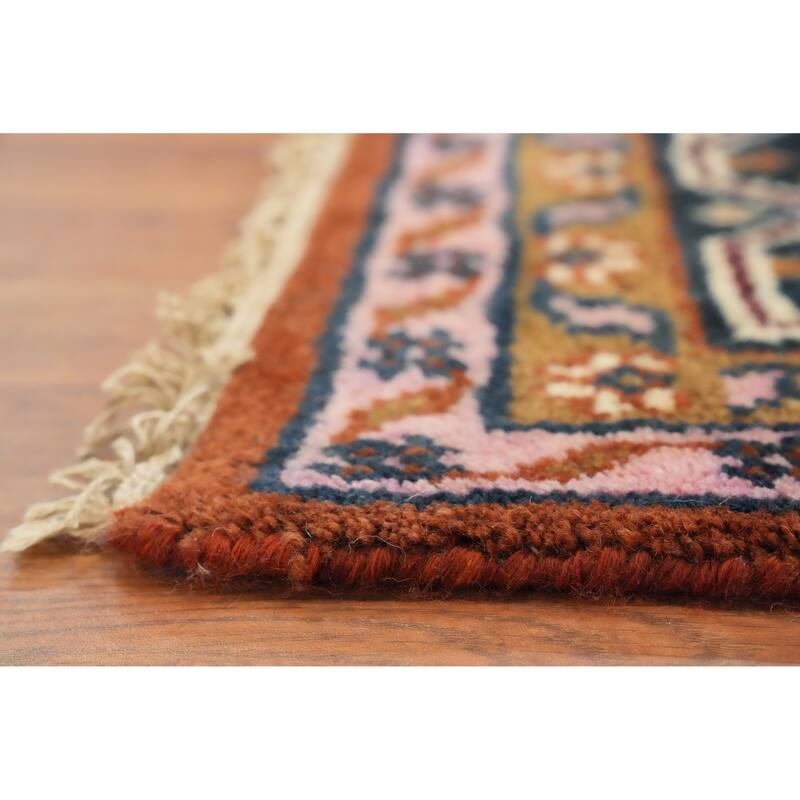 Hand Knotted Oriental 100% Wool Carpet Traditional Geometric Oranges & Rust Viss Area Rug - 11' 10'' X 8' 4''