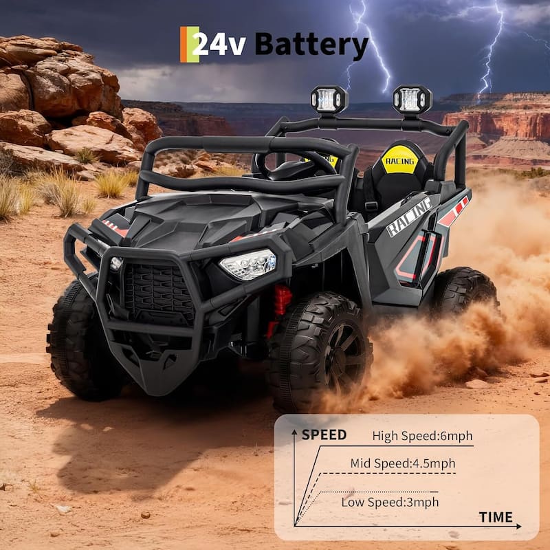 24V Ride On Toys 2 Seater Electric UTV Car Toy for Big Kids, White