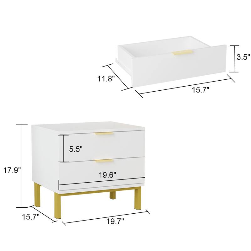 2-drawer Nightstand for Home