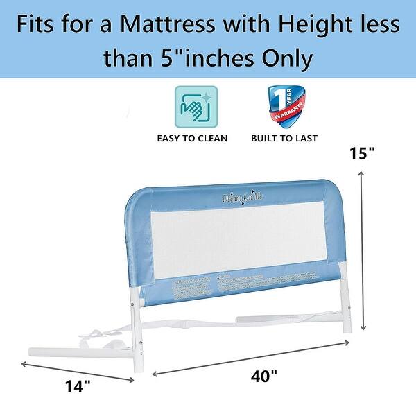 dimension image slide 3 of 5, Dream On Me Adjustable Mesh Bed Rail