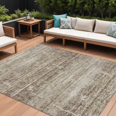 HomeRoots Abstract Transitional Rectangle Outdoor Rug