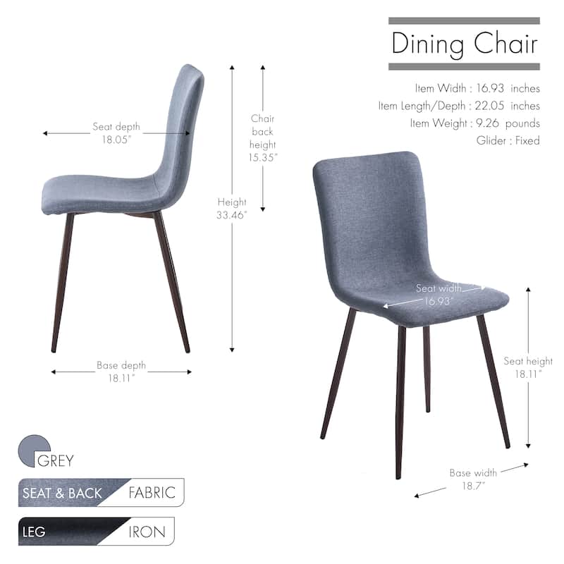 Porthos Home Lexi Dining Chairs Set of 2, Fabric Upholstery, Iron Legs