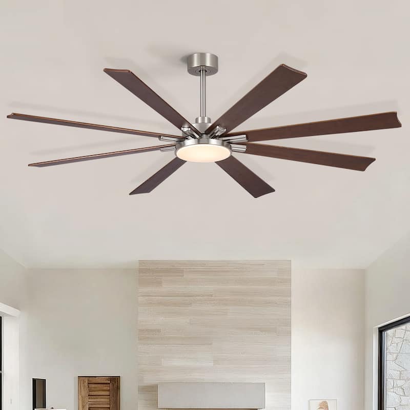 72 inch Retro Farmhouse Ceiling Fan with Light and Solid Wood Blades