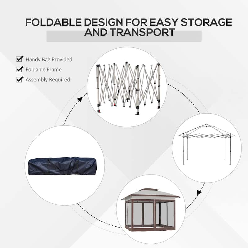 Outsunny 12' x 12' Pop Up Canopy Tent with Netting and Carry Bag, Instant Sun Shelter with 137 sq.ft Shade, Tents for Parties