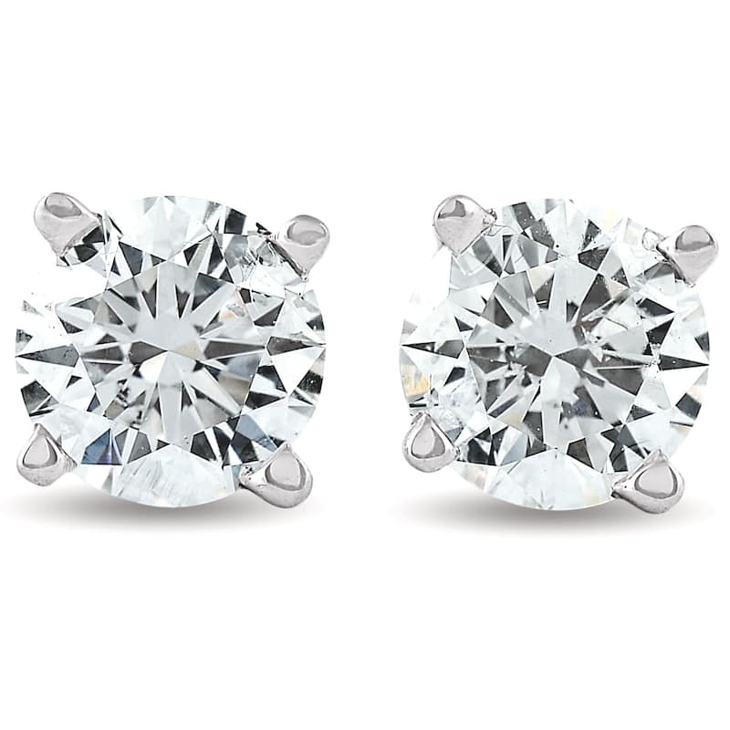 Bliss Diamond 3/4 Ct Diamond Screw Back Studs White Gold Lab Grown Eco Friendly - White