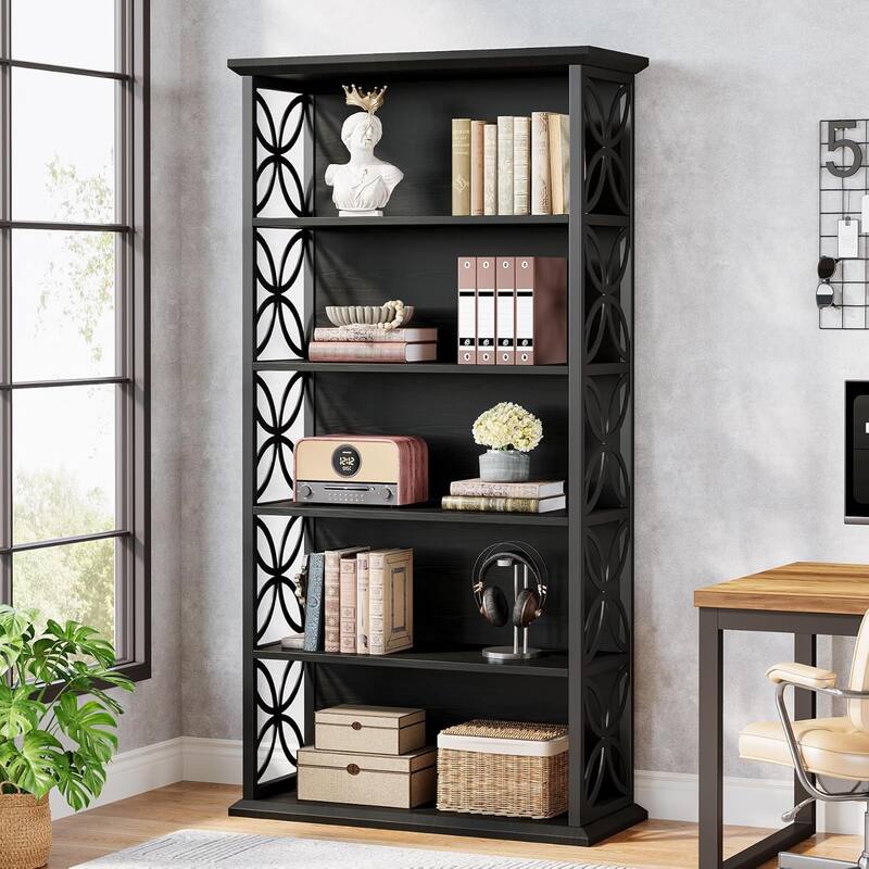 71 Inches Industrial Bookcase with Metal Frame