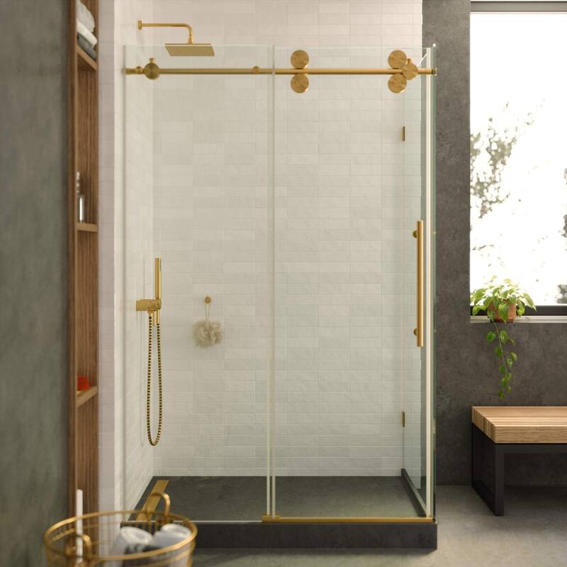 Fine Fixtures Frameless Shower Enclosure Sliding Shower Glass Door - Tempered Glass