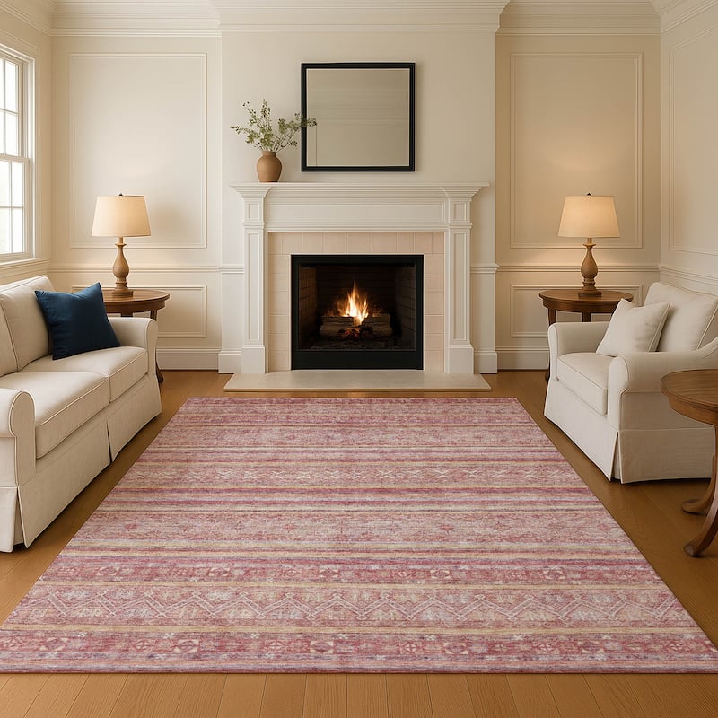 Premium Washable Super Soft Global Stripes Mayfield Rug - Paprika - 10' x 14'