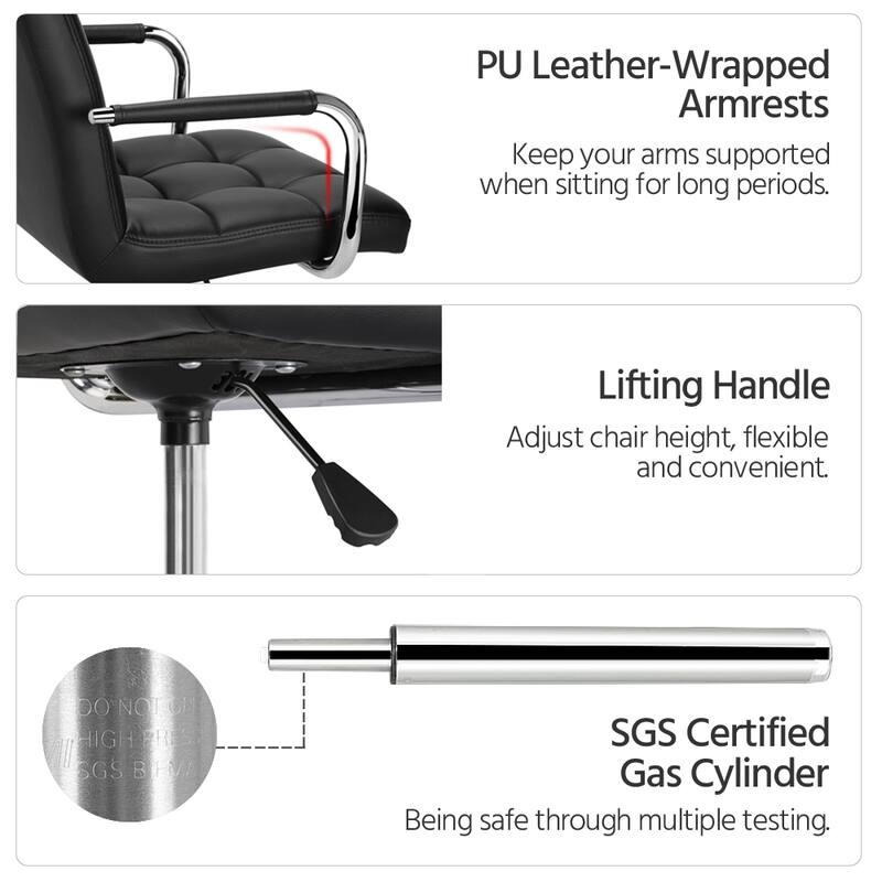 Yaheetech Adjustable Faux Leather Swivel Office Chair with Wheels