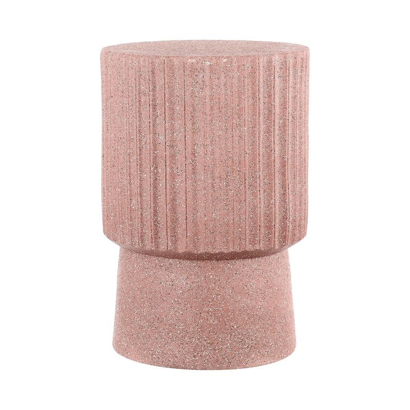 Kline 19" Modern Art Deco Tambour Accent Table , by JONATHAN Y - Pink Terrazzo Finish