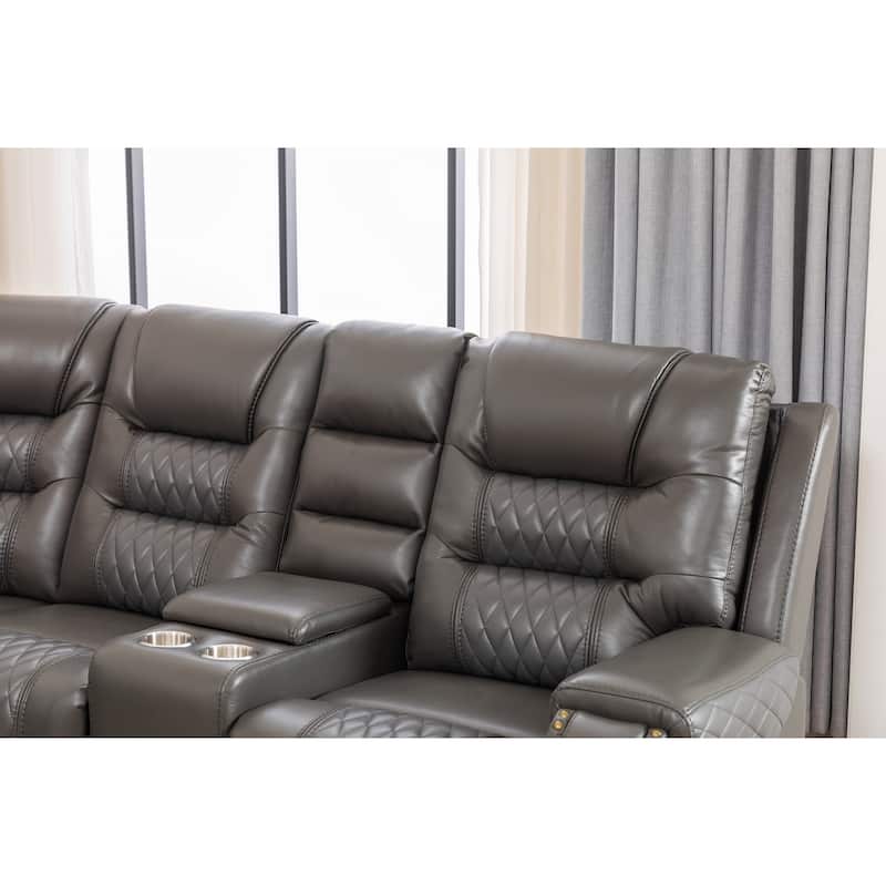 Kamiri 5 - Piece Faux Leather Reclining Two-Tone Sectional