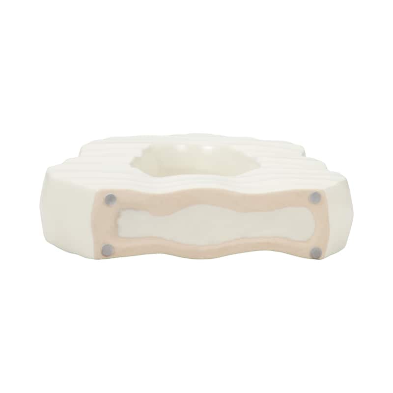 Sagebrook Home Ivory Ribbed Ceramic Open-cut Vase, Elegant Home Decor, Classic ivory palette for an elegant touch