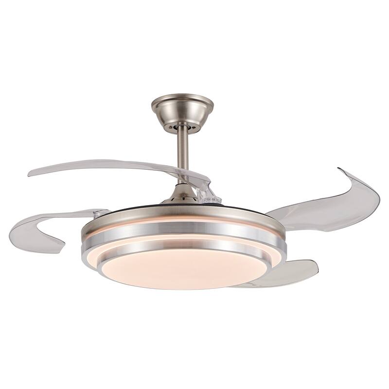 42 Inch 3 Tiers Design Chandelier Ceiling Fan with Light, Retractable Ceiling Fan 6-Speed Quiet DC Motor Fan - 42 Inch