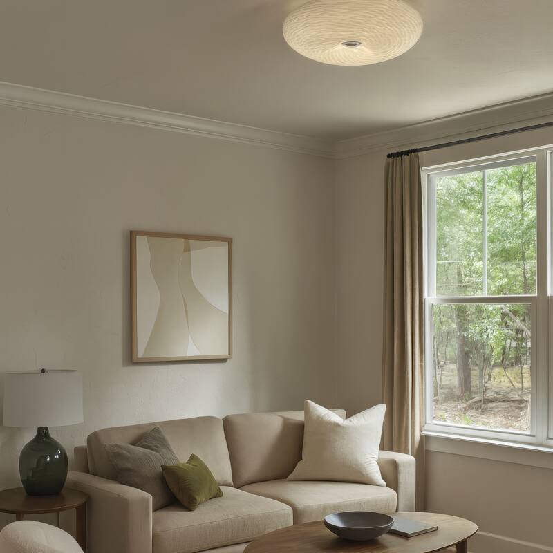 Varaluz Swirled Flush Mount - French Feather - 15.5"W x 4.75"H