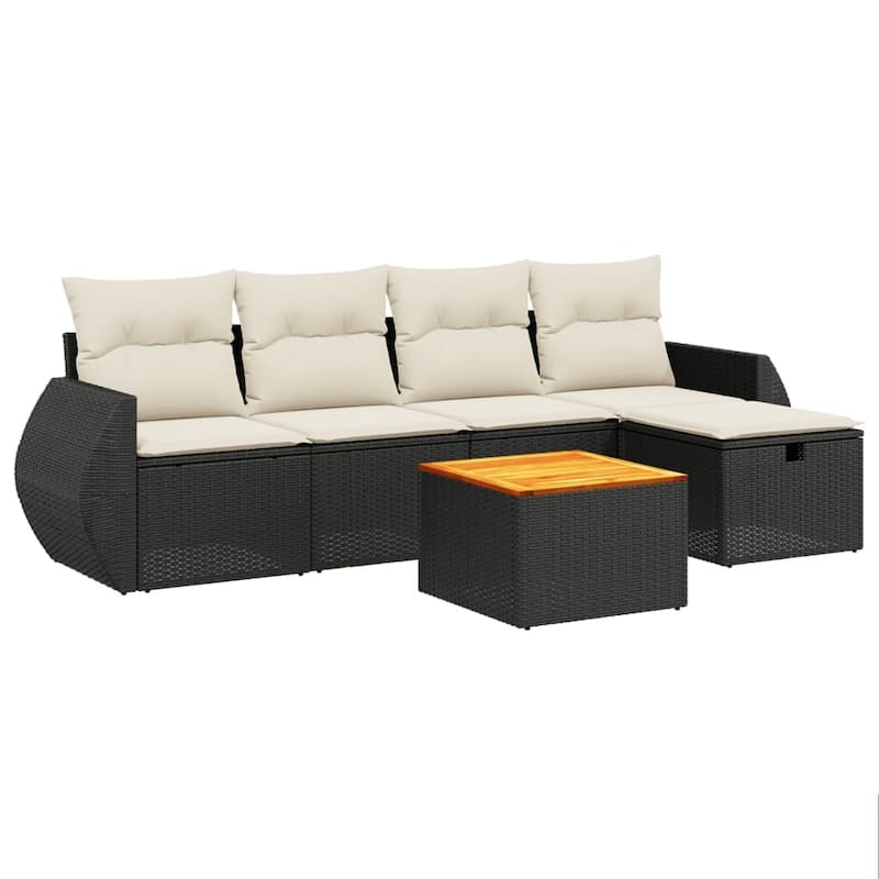 vidaXL Patio Sofa Set with Cushions Outdoor Furniture 6 Piece Poly Rattan