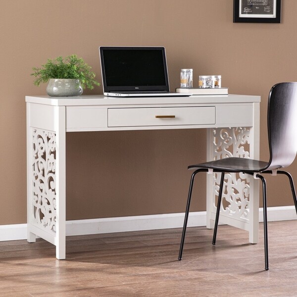 Gray Lattice Desk with Storage - Bed Bath & Beyond - 36383156